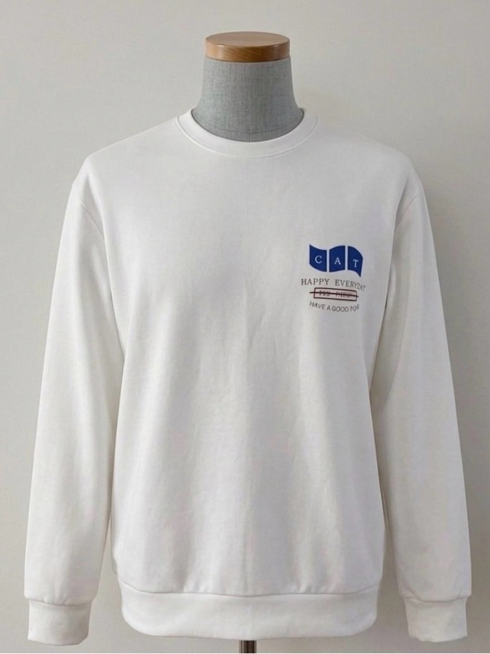 Men’s White 'CAT' Graphic Crewneck Sweater
